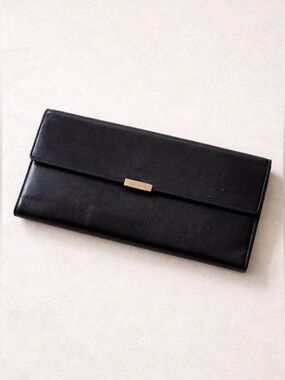 Coach Vintage Leather Envelope Wallet Clutch Black Slim Long Wallet